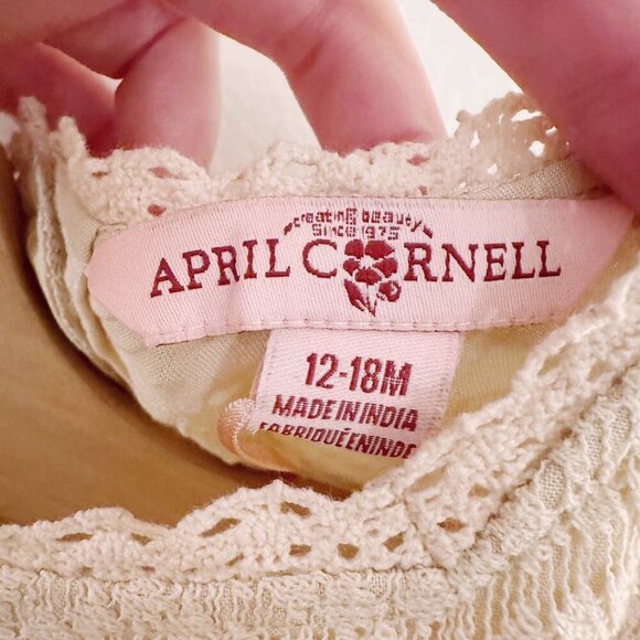 April Cornell Kids Baby Dress Lace Holiday Valentine's Cream Red - Picture 4 of 5